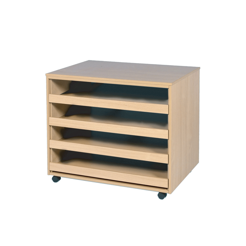 Mobile Paper Storage open front, 4 drawers A1 - Maple Leaf