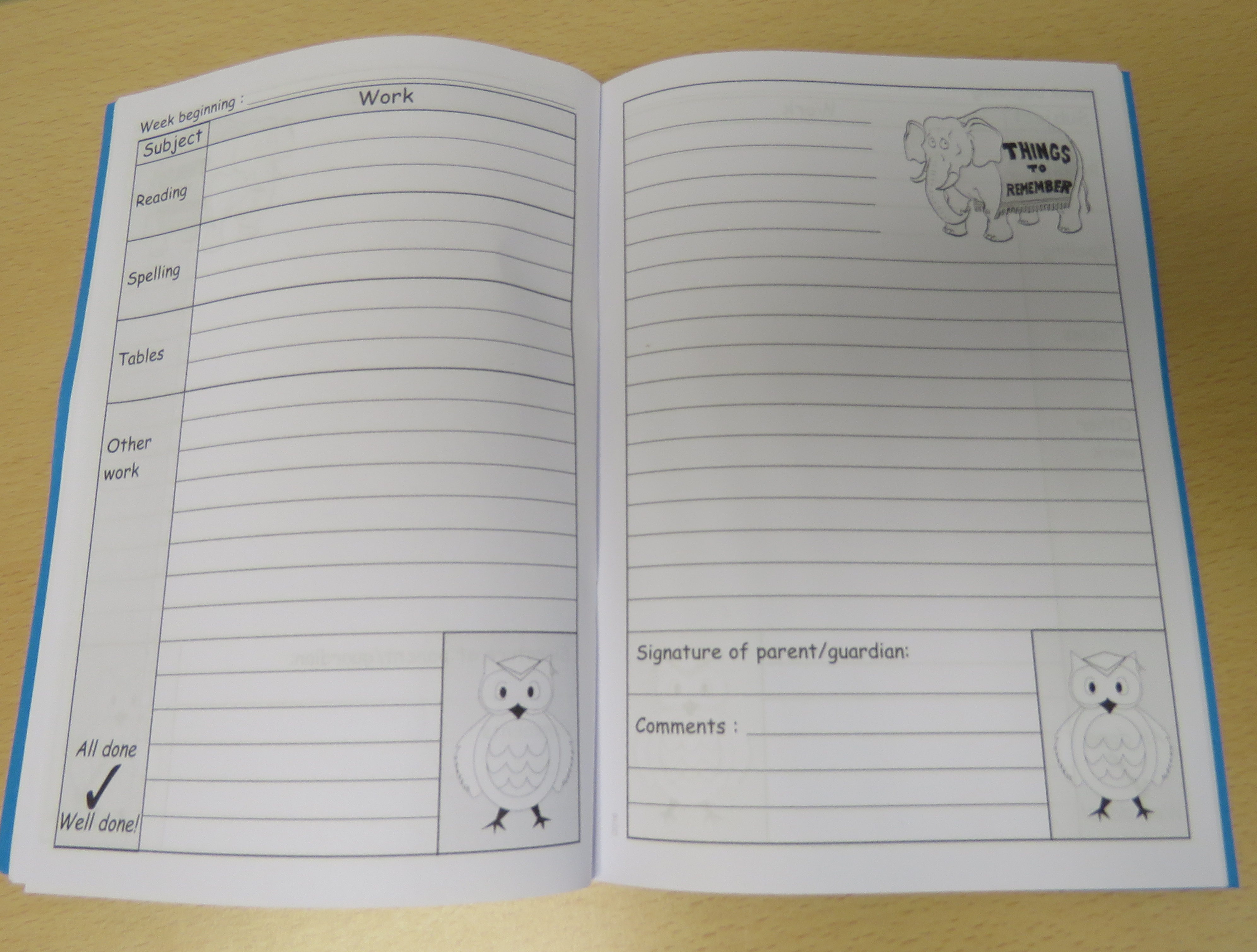 school homework diary design