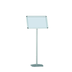 Sign or Menu holder on stand with snap opening frame