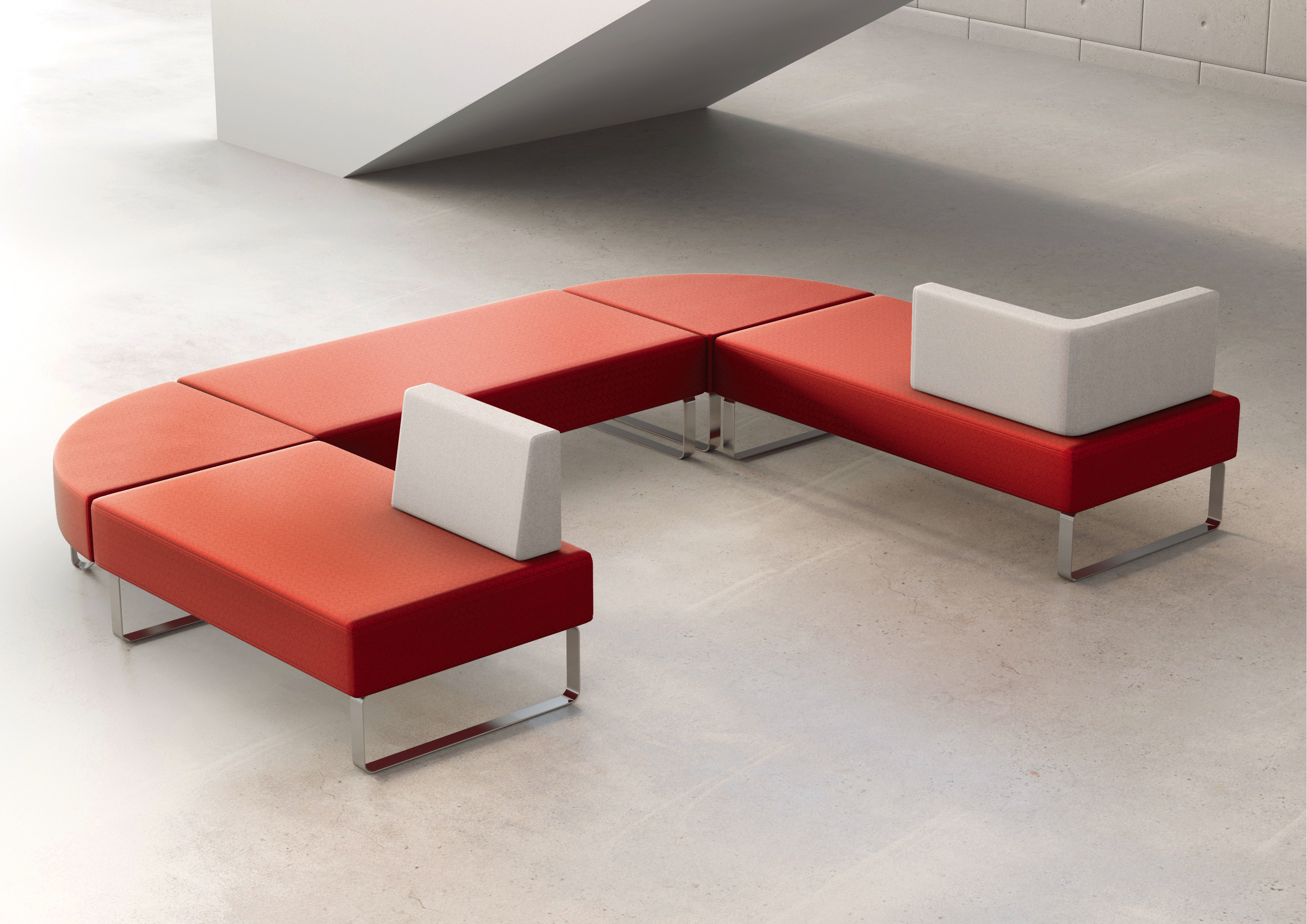 Access modular seating  with silver skid base Maple Leaf