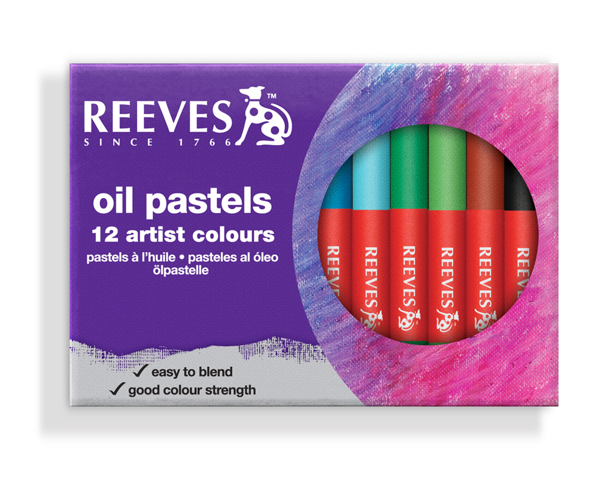 Reeves Large Oil Pastels Pack of 12 Colours For Drawing, Sketching, Blending 
