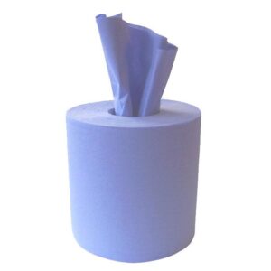 Blue centrefeed tissue roll