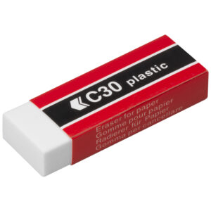 Plastic Eraser C30 with cardboard sleeve