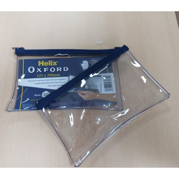 Oxford Clear Pencil Cases 200x125mm with Dark Blue Zip