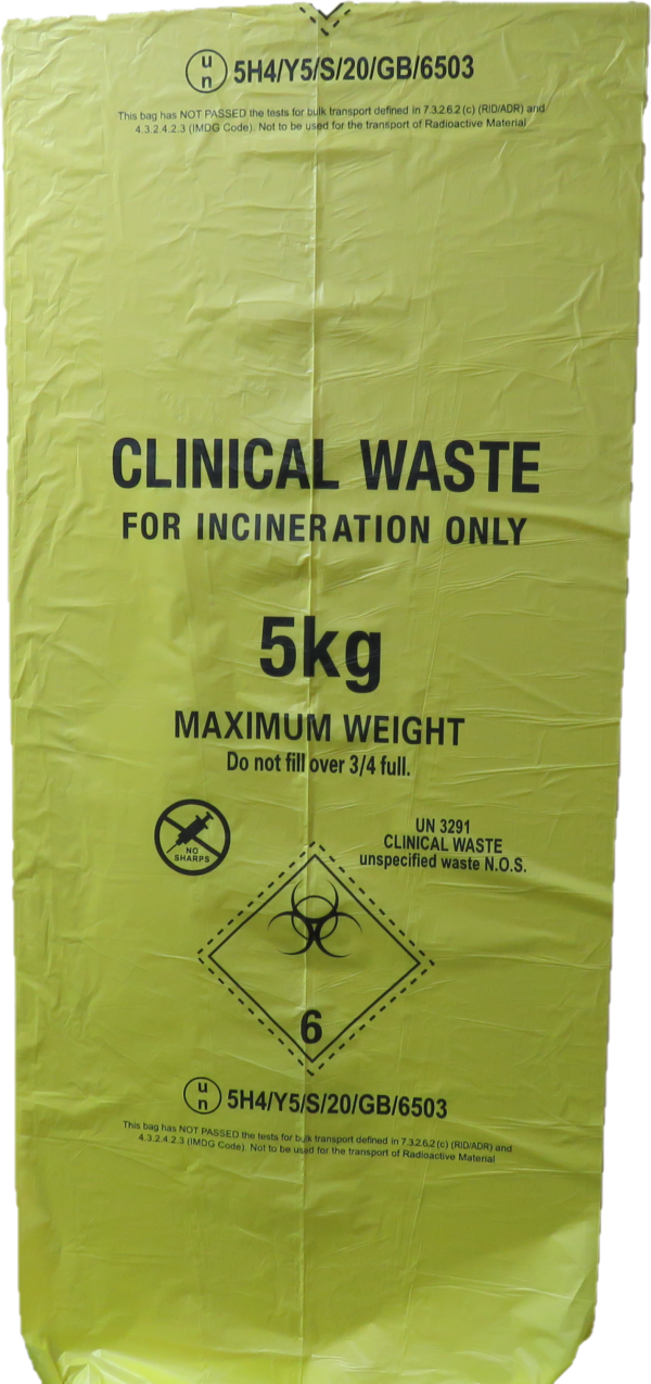 Yellow Clinical Waste Sacks 80/90 Litre