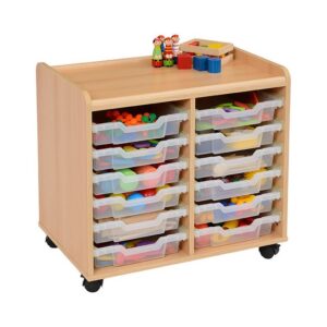 Natural Beech Tray Storage Units - Double Width